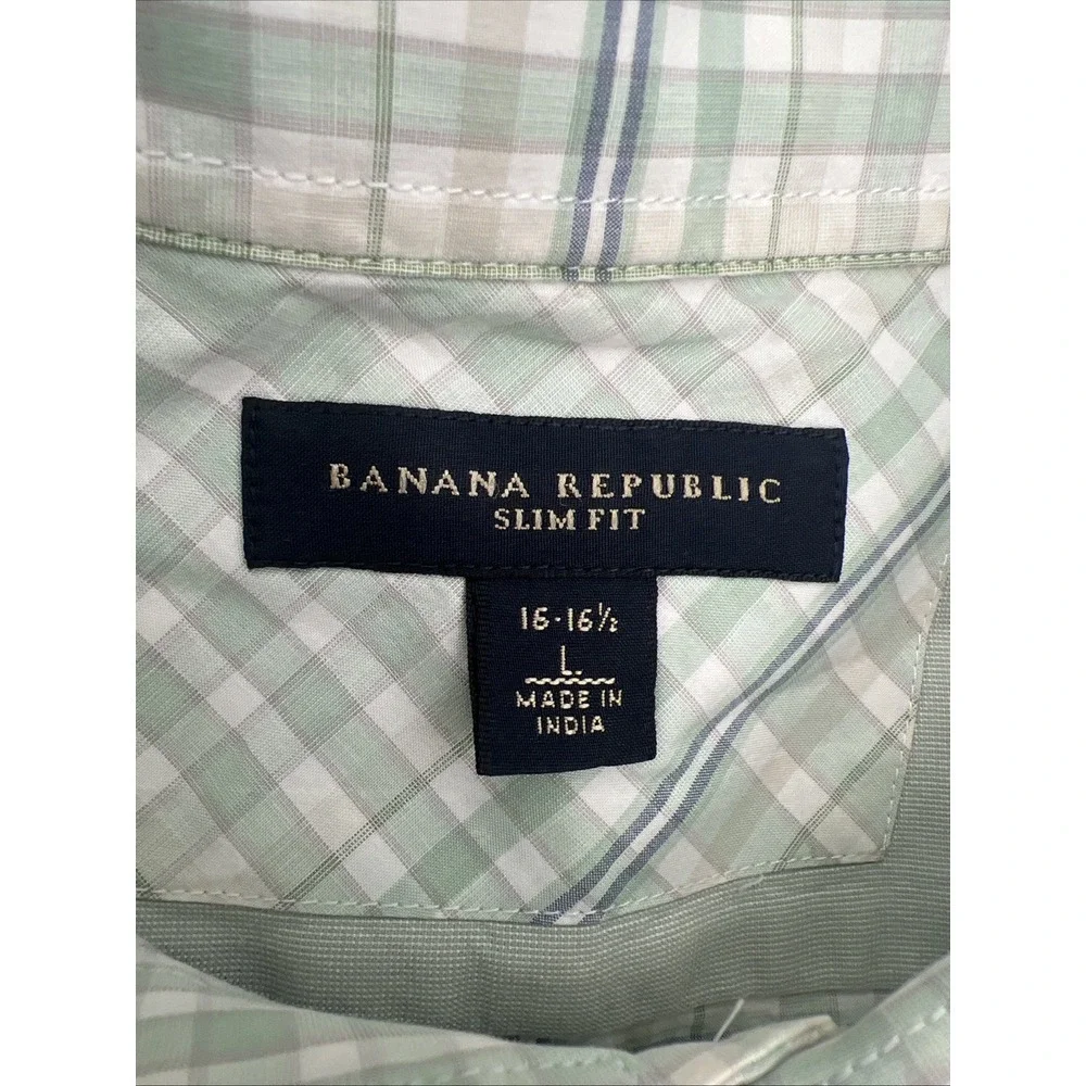 Banana Republic Men's Green‎ Stripe Button Down Long Sleeve Shirt L (16-16 1/2)